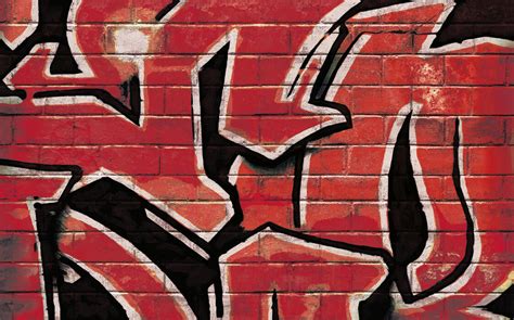 Graffiti Brick Wall Red Elegantes Leinwandbild Photowall