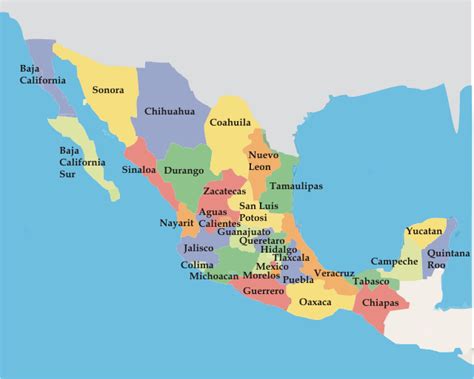 Mexico Mapa Estados Y Capitales