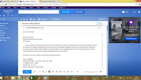 7 Contoh Surat Lamaran Kerja Lewat Email - ben jobs