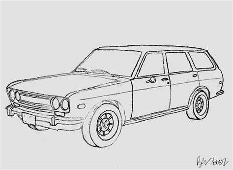 Datsun 510 Drawing Sketch Coloring Page