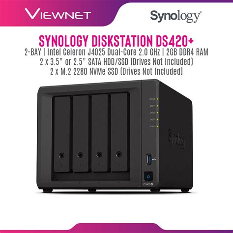 Synology Ds420 Nas Diskstation 4 Bays Nas With Dual Core Processor
