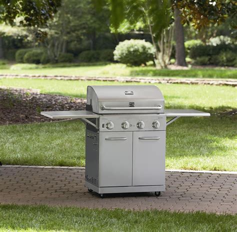 Kenmore Stainless Steel 4 Burner Gas Grill With Folding Side Shelves