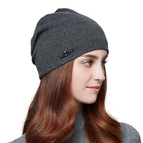 Womens Slouchy Beanie Hat Super Fine Ladys Winter Warm Wool Hat Dark