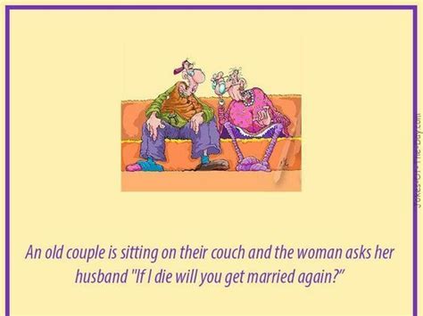 An Old Couple Are Sitting On A Couch Clean Elderly Jokes Marriage