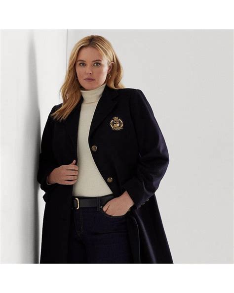 Lauren By Ralph Lauren Ralph Lauren Crest Patch Wool Blend Coat In