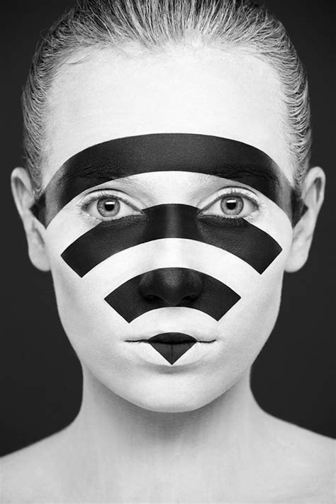 Black And White Portraits Of Faces Painted Black And White