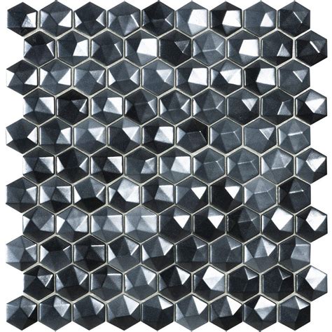Magic Black 46 3d Hexagon Mosaic Glass Tile Glass Tile Glass