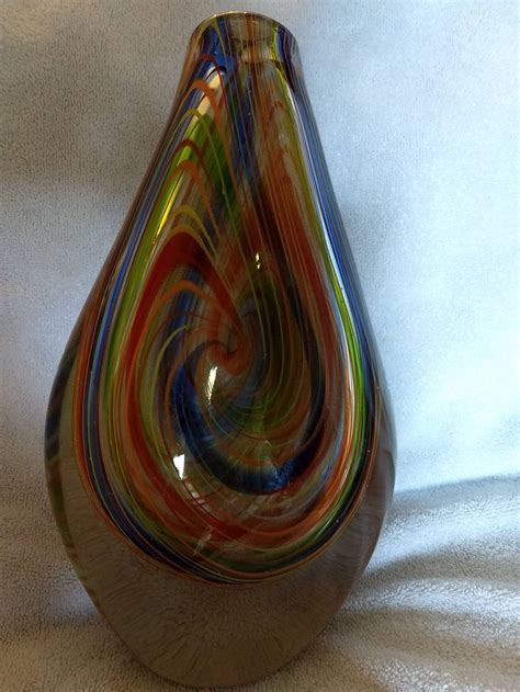 Murano Multi Colored Swirl Teardrop Vase Etsy