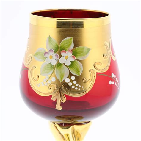 Murano Glass Goblets Set Of Two Murano Glass Wine Glasses 24k Gold Leaf Red