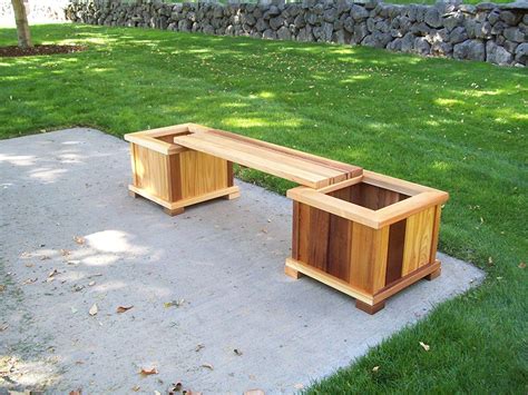 Wood Country Planterbench Set Cedar Stain Planter Bench Wood