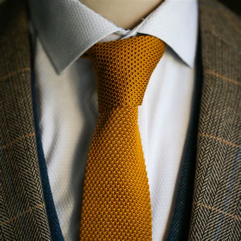 Marc Darcy Knitted Tie Gold Furbellow And Co