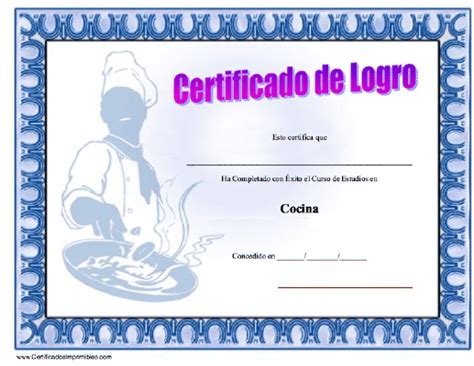 Certificado De Logro Estudios En Cocina Para Imprimir Los Certificados