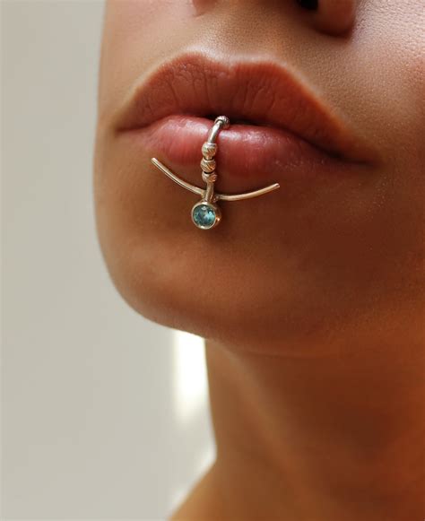 No Piercing Required Silver Fake Lip Ring Fake Lip Piercing Etsy