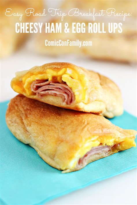 Easy Road Trip Breakfast Idea Cheesy Ham And Egg Roll Ups