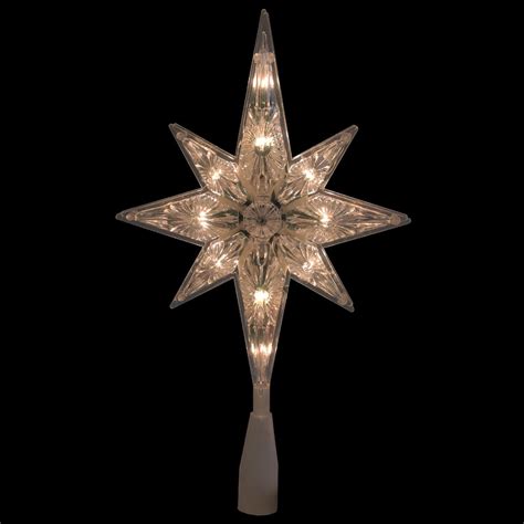 1075 Faceted Star Of Bethlehem Christmas Tree Topper Clear Lights