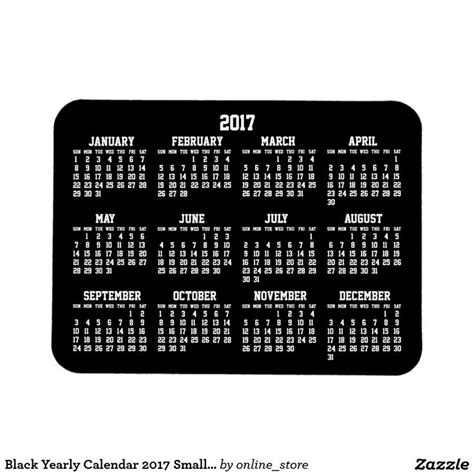 Black Yearly Calendar 2017 Small Flexible Magnets Yearly Calendar