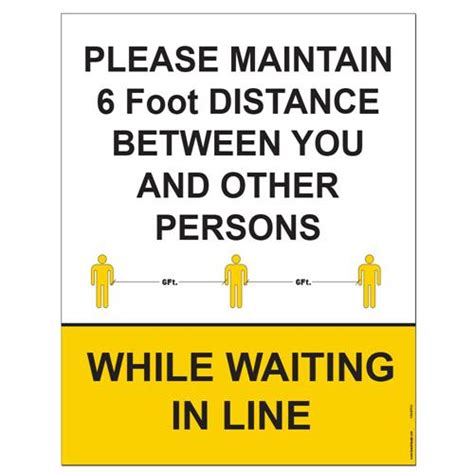 11 X 14 Pvc Sign Maintain 6ft Distance While Waiting In Line