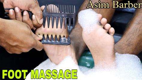 Deep Tissue Foot Massage By Asim Barber Leg Massage With Comb Asmr Foot Massage Youtube