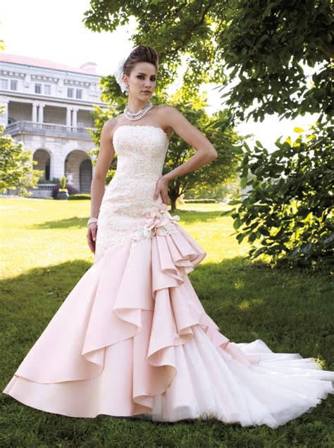 David Tutera For Mon Cheri Designer Pink Wedding Dress