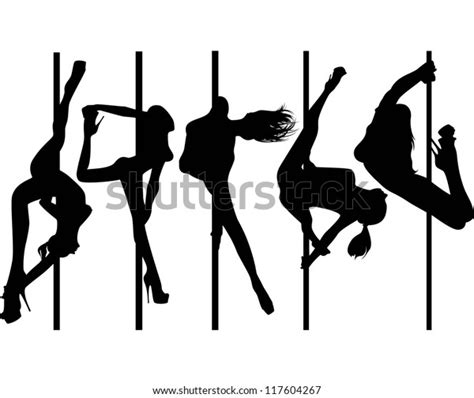 Set Black Silhouettes Dancing Girls Striptease Stock Vector Royalty Free 117604267 Shutterstock