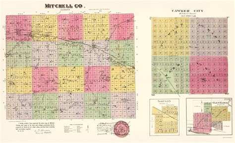 Old County Maps MITCHELL COUNTY KANSAS KS BY L H EVERTS