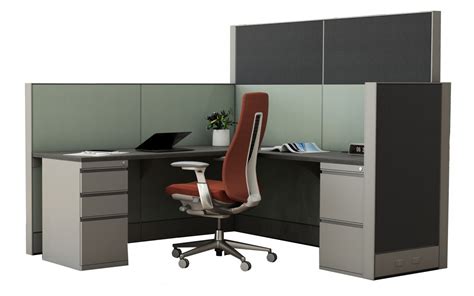 L Shaped Office Cubicle Drawers Grey Cypress Ezcube Plus Rsi