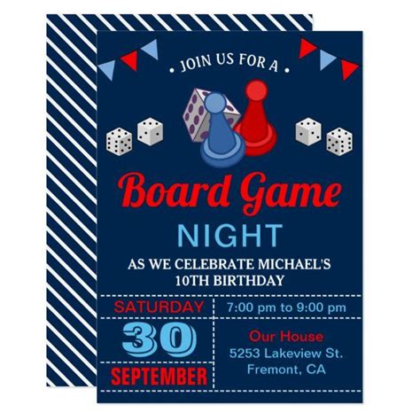 Modern Board Game Night Birthday Party Invitation Zazzle Board Game Party Birthday Party