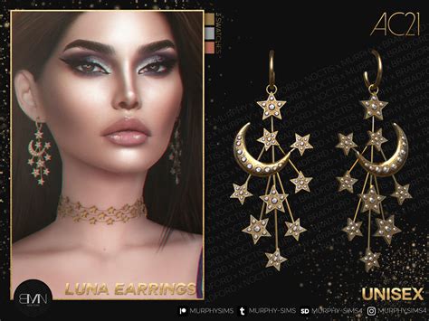 Sims 4 Luna Earrings Ac21 Day 4 100 New Mesh The Sims Game