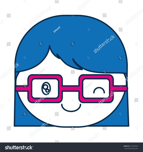 Cartoon Girl Glasses Icon Stock Vector Royalty Free 742593337