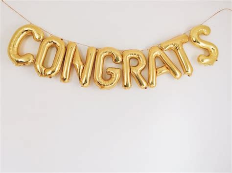 Congrats Balloons Gold Mylar Foil Letter Balloon Banner Kit
