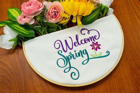Welcome Spring Embroidery Design Spring