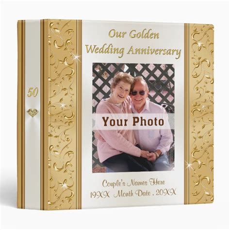 Your Photo On Golden Anniversary Photo Album 3 Ring Binder