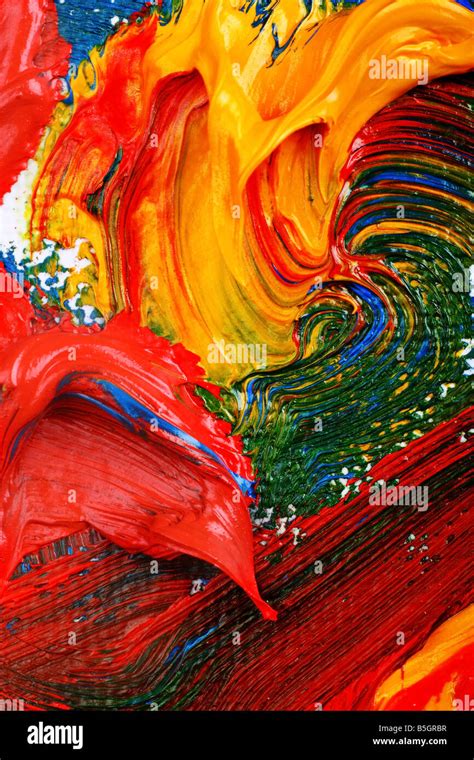 Artists Abstract Oil Painting Showing Vibrant Colors