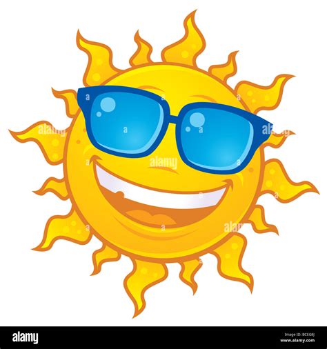 Vector Cartoon Sun Character Wearing Sunglasses Great For Summer