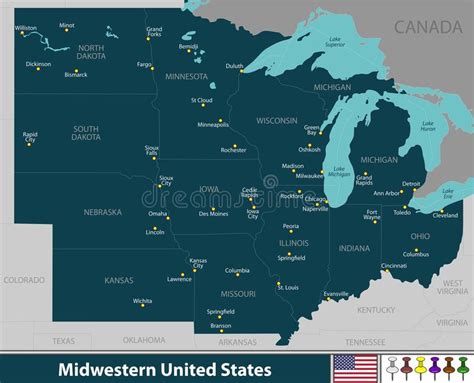 regiones y divisiones de estados unidos ilustración del vector ilustración de midwest york