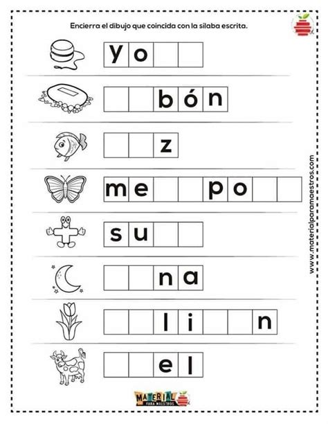 Spanish Worksheet With Words And Pictures For Children To Practice