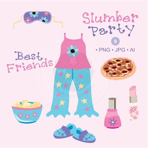 slumber party clipart sleep over clipart pyjamas party etsy singapore