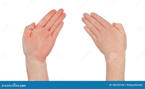 Freckled White Hands Make An Interlaced Steepled Fingers Gesture