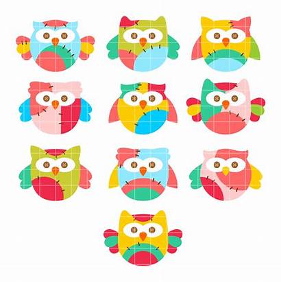 Clipart Owls Clip Colorful Digitizing Exclusive Semi