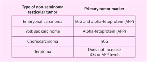Table Of Types Of Nonseminomas And Their Tumor Marker