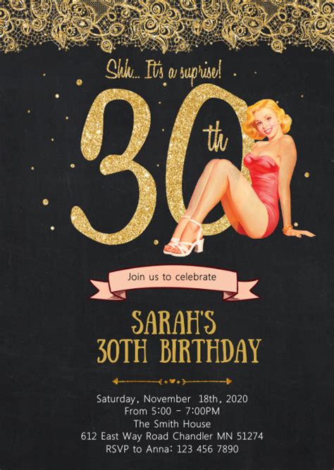 Gold 30th Birthday Party Invitation Template Postermywall