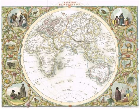 Jonathan Potter Map Eastern Hemisphere Western Hemisphere Pair Of