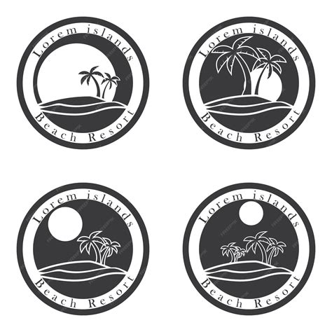 Premium Vector Palm Trees And Sun Beach Resort Logo Design Template