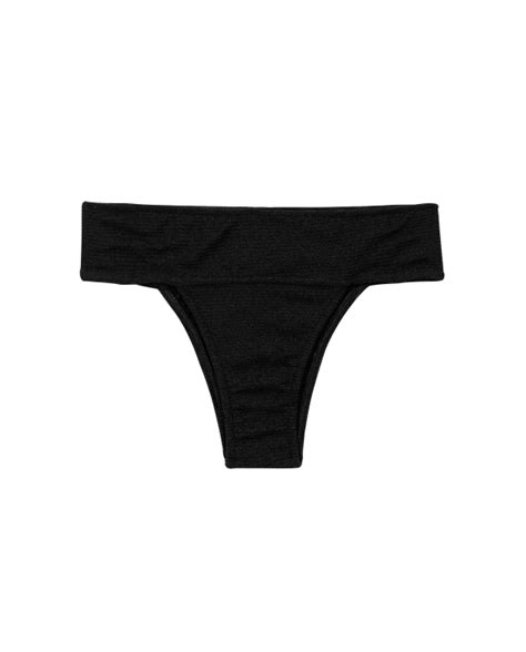 Textured Black Wide Waist Fixed Bikini Bottom Bottom St Tropez Black