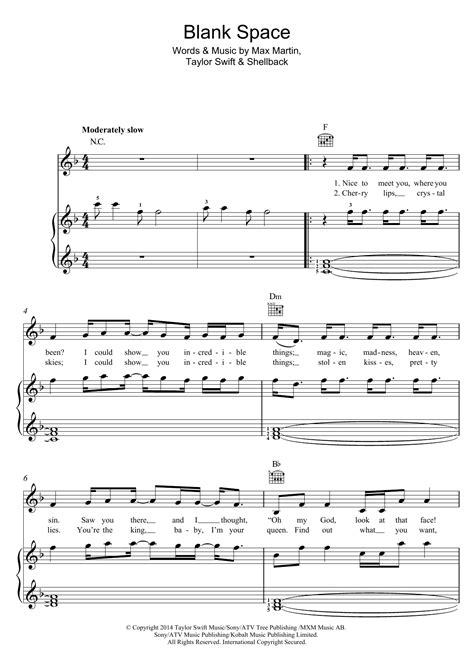 Taylor Swift Blank Space Sheet Music And Chords For Piano Duet