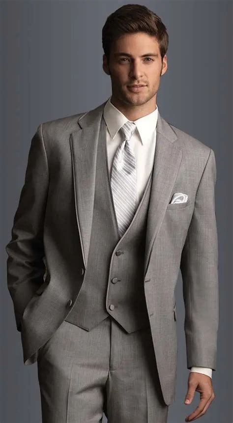 Latest Coat Pant Designs Light Grey Men Wedding Suits Slim Fit Piece
