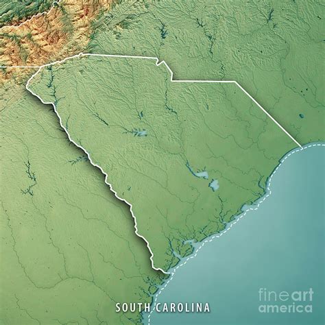 South Carolina State Usa 3d Render Topographic Map Border Digital Art By Frank Ramspott Pixels