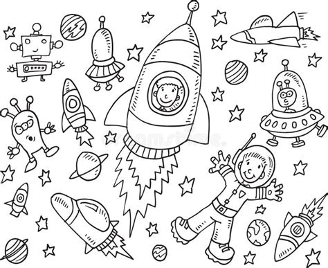 Outer Space Doodle Set Stock Vector Illustration Of Travel 44797911