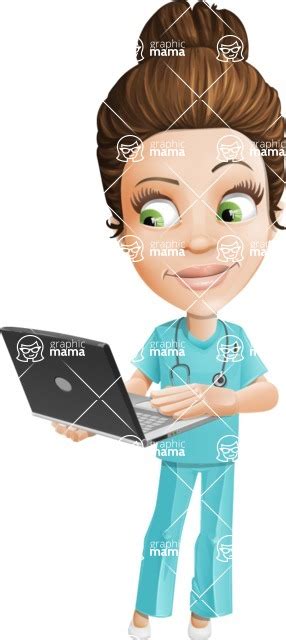 Pretty Nurse Cartoon Vector Character 112 Illustrations Laptop Graphicmama