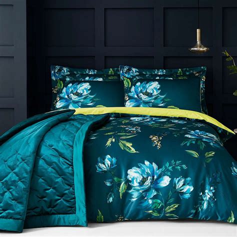 Charm Floral Teal Duvet Cover And Pillowcase Set Dunelm Teal